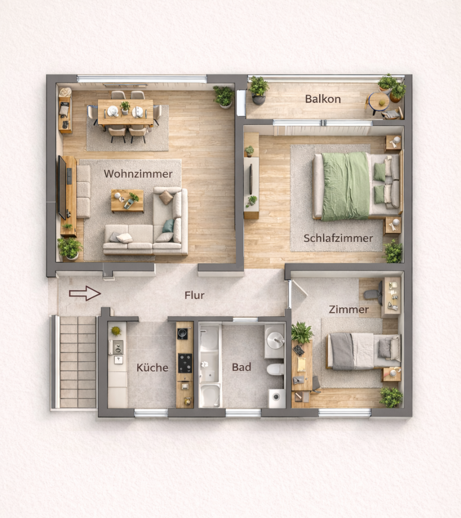 Grundriss Erdgeschosswohnung Braunschweig