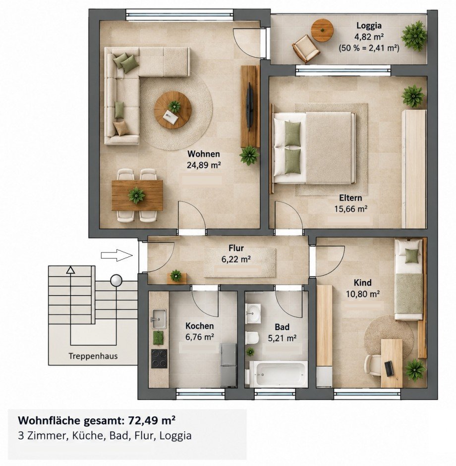 Grundriss Erdgeschosswohnung Braunschweig